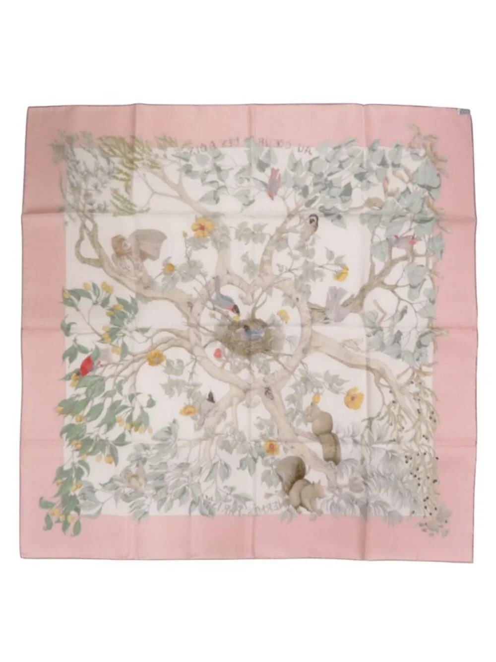 Hermes Carre 90 Au Cœur Des Bois in the Depths of the Forest Silk Pink Scarf